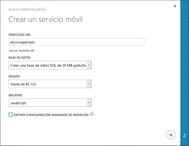 Crear Mobile Service