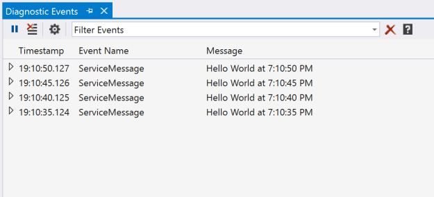 Service Fabric HelloWorldApplication Execution